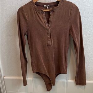 Eesome Brown Long Sleeve Bodysuit